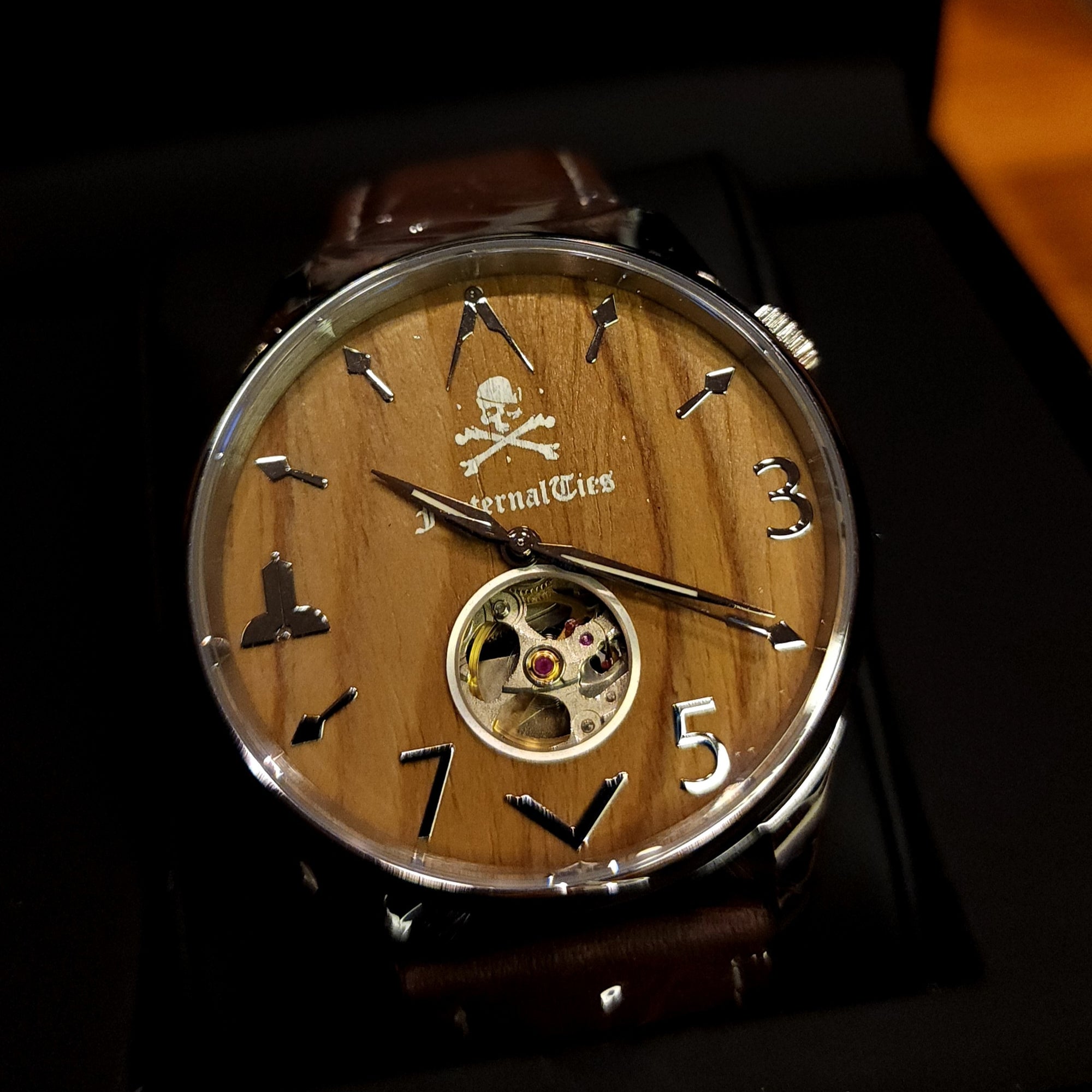 No. 54 Gethsemane FraternalTies 357 Automatic with Olive Wood Dial