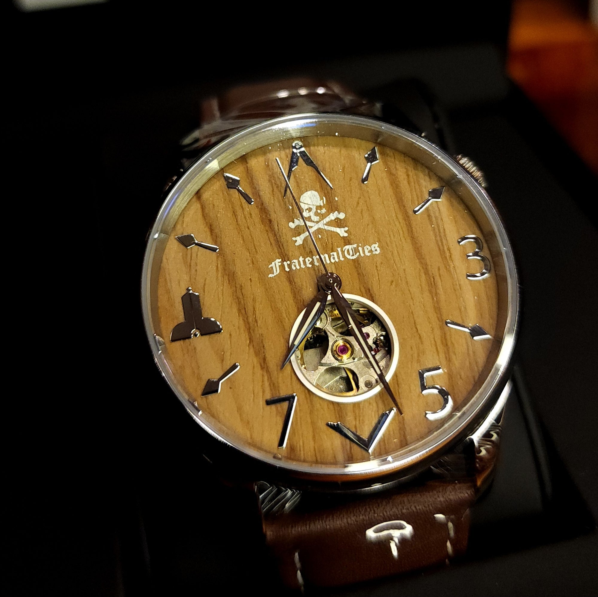 No. 58 Gethsemane FraternalTies 357 Automatic with Olive Wood Dial