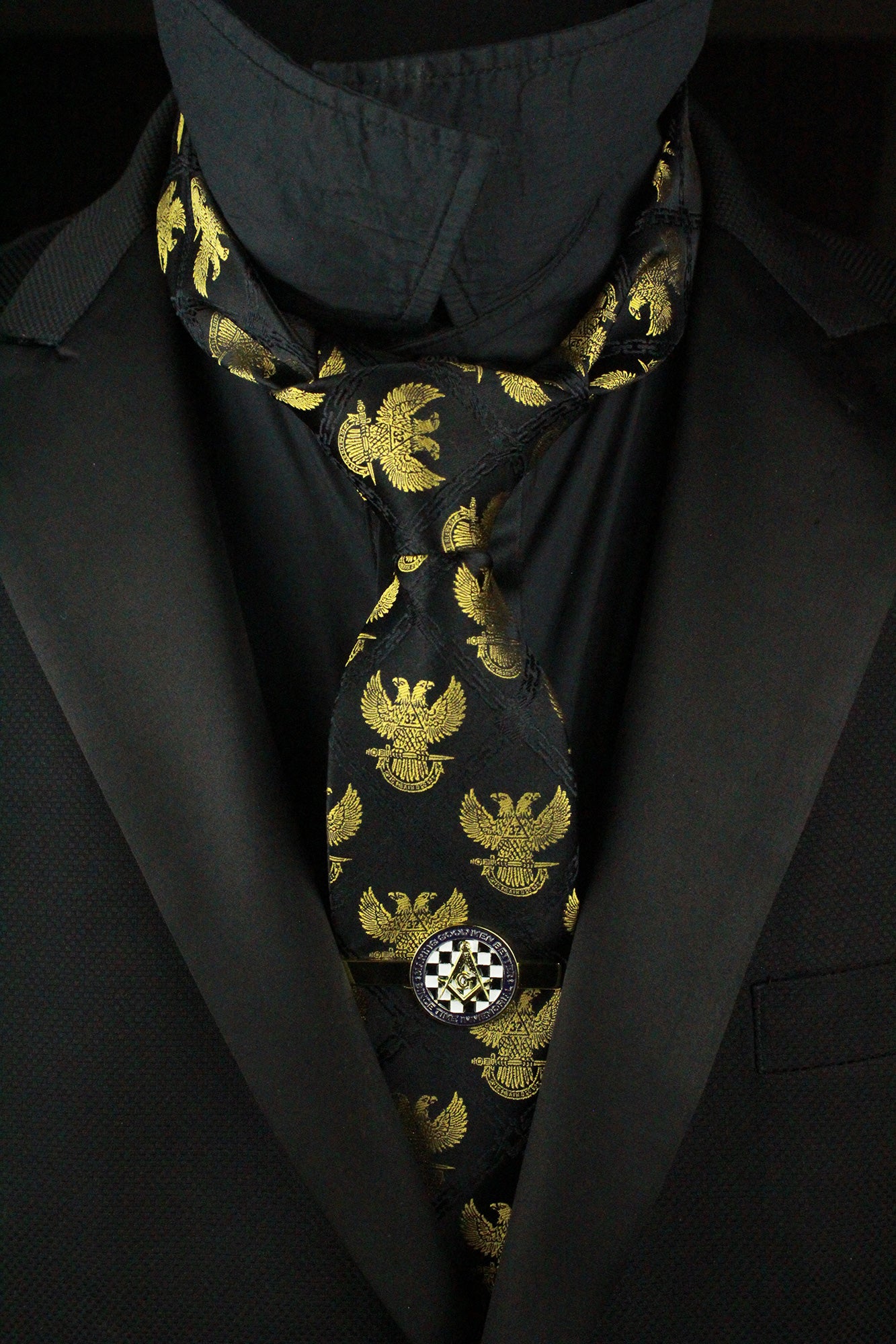 Bundle: 32° Wings Up Scottish Rite Tie with Tie Clip