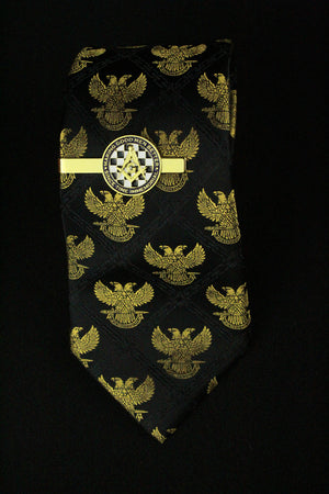 Bundle: 32° Wings Up Scottish Rite Tie with Tie Clip