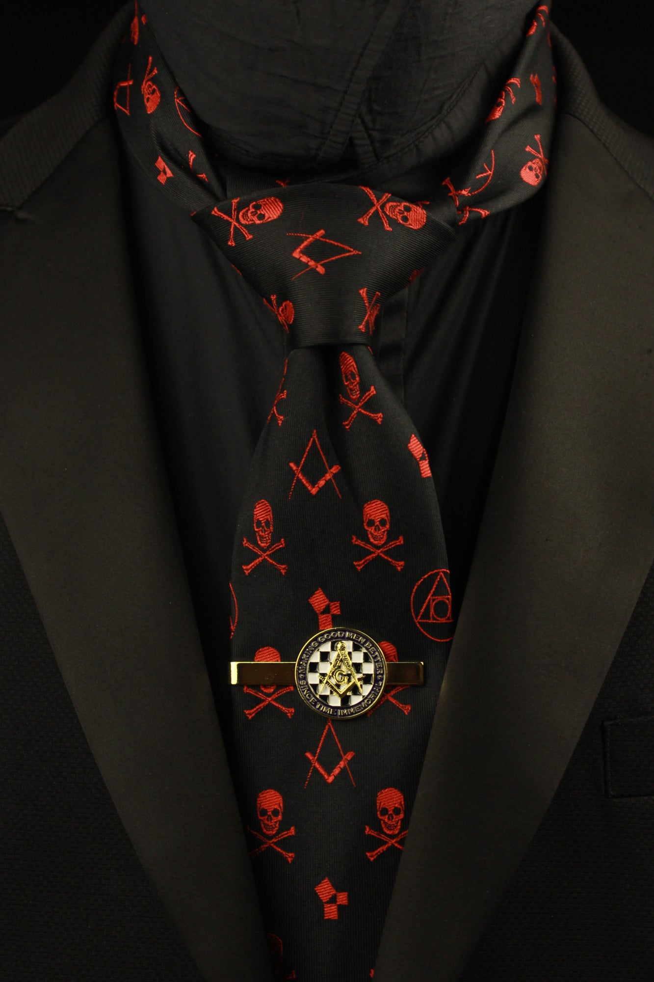Bundle: Philosopher's Stone Crimson Tie with Tie Clip