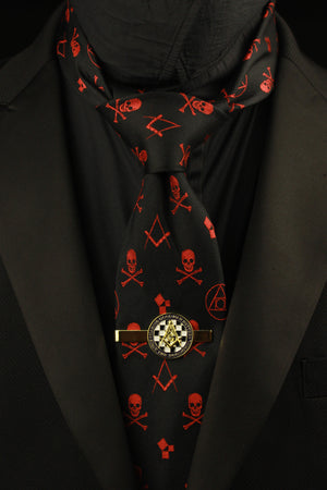 Bundle: Philosopher's Stone Crimson Tie with Tie Clip