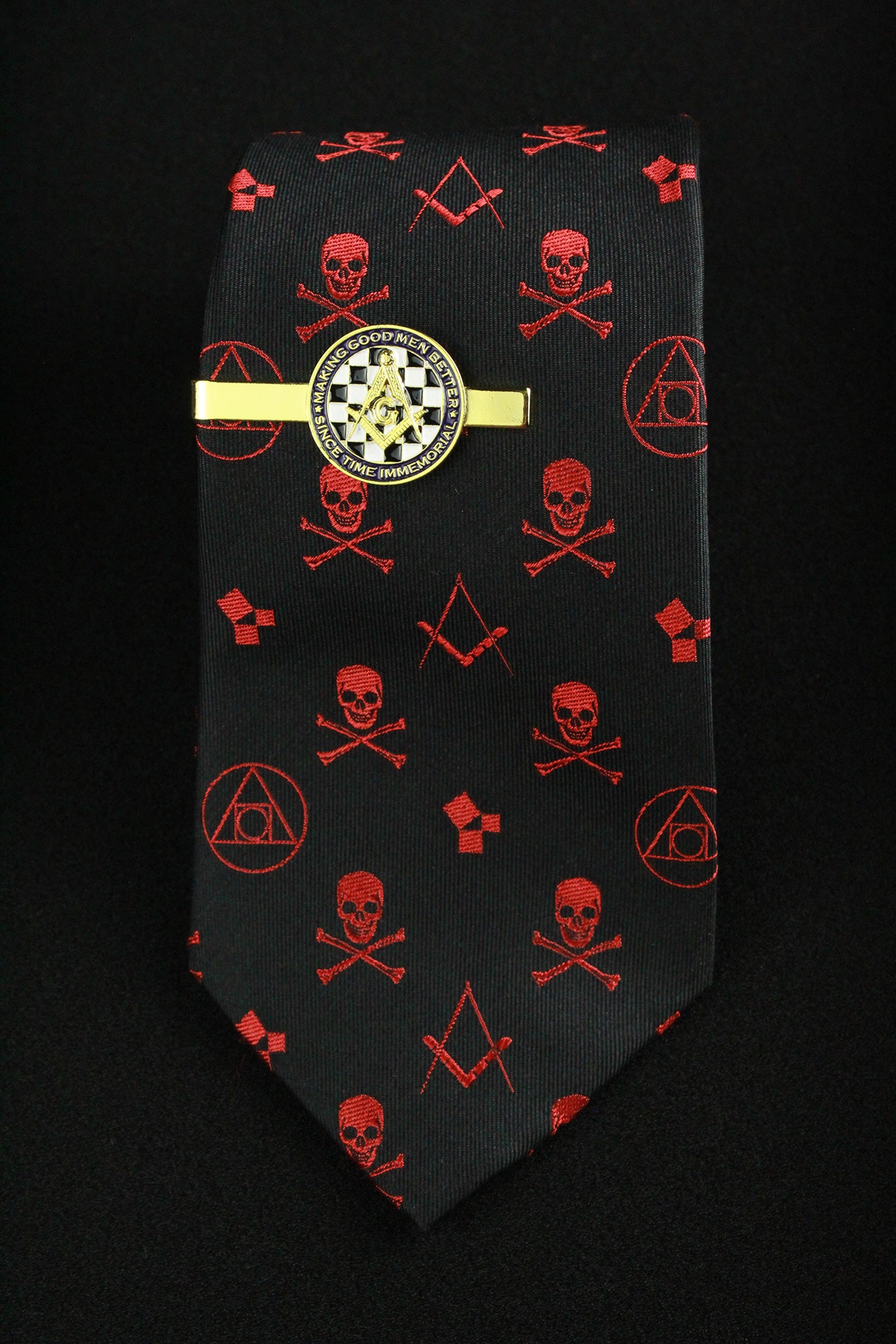 Bundle: Philosopher's Stone Crimson Tie with Tie Clip