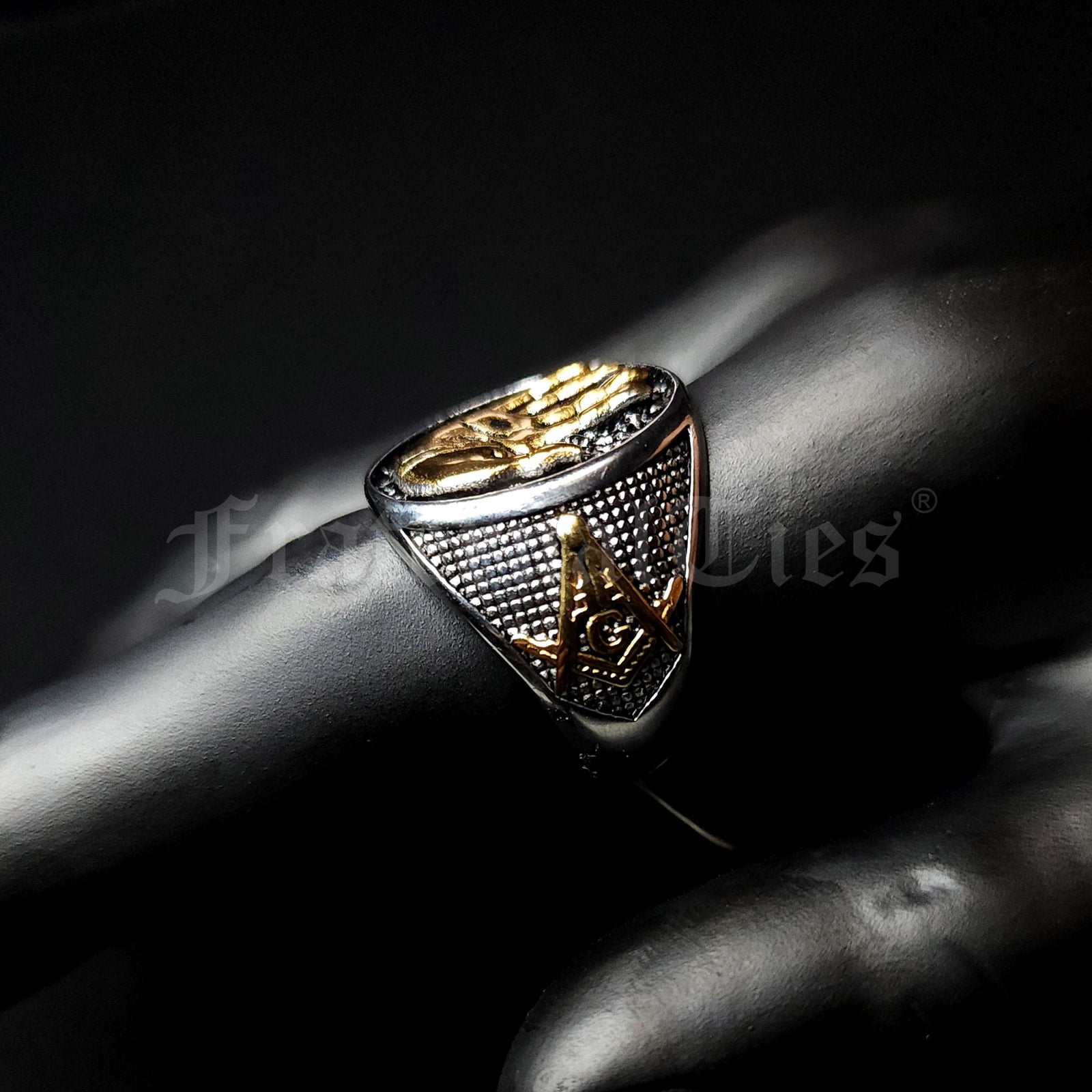 Lot of Man Biker Ring - 2 Tone Stainless Steel