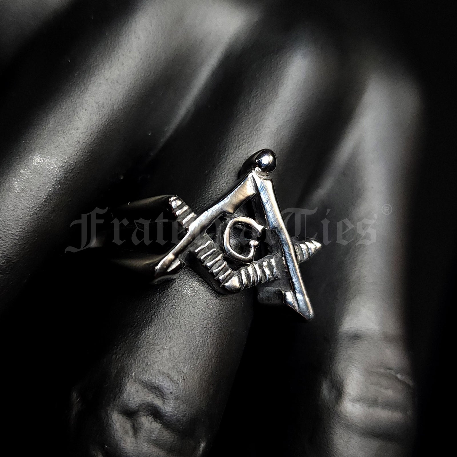 Square and Compasses Ring - Stainless Steel