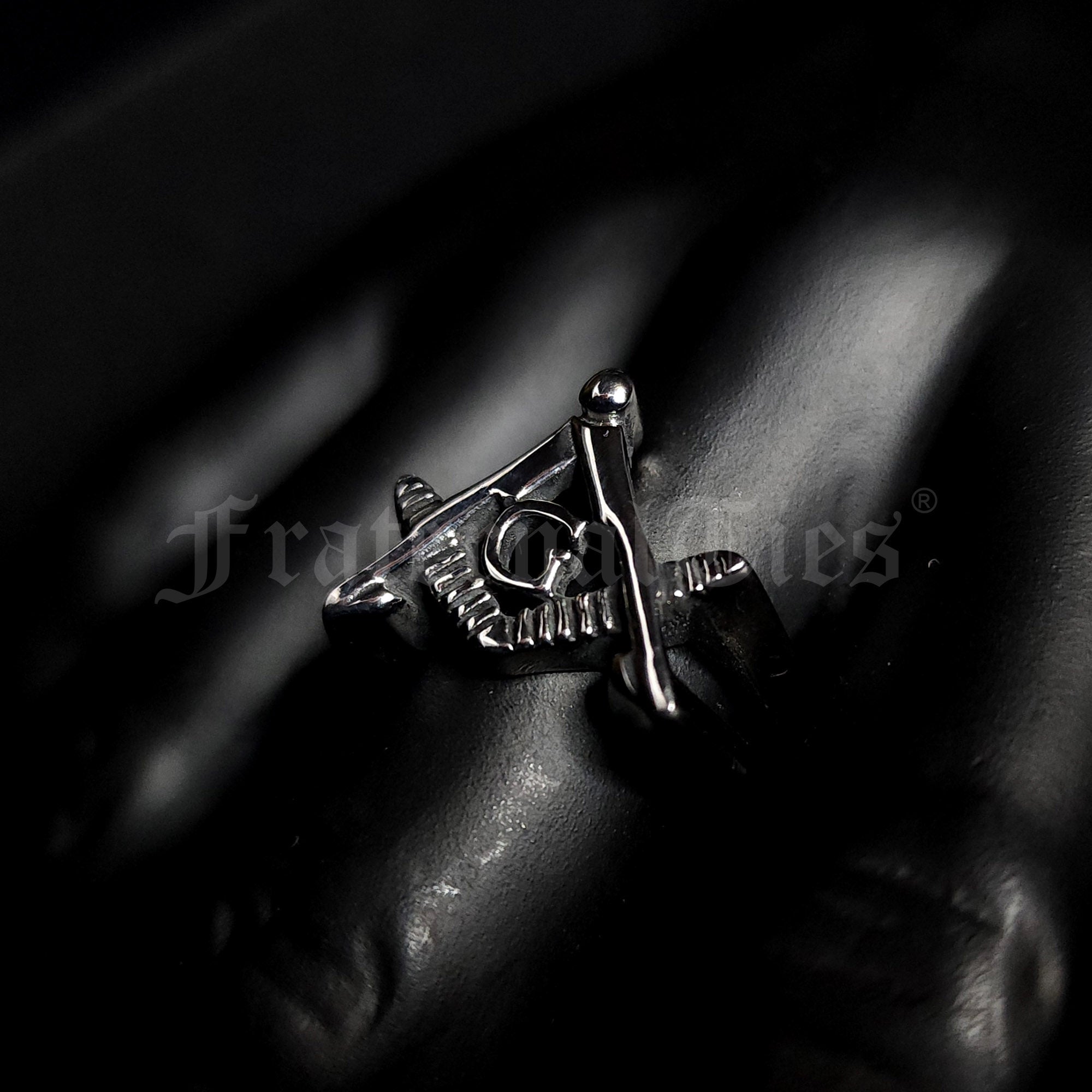 Square and Compasses Ring - Stainless Steel
