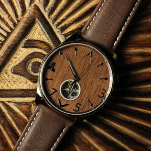 Acacia II, FraternalTies 357 Automatic Watch – Acacia Wood Dial