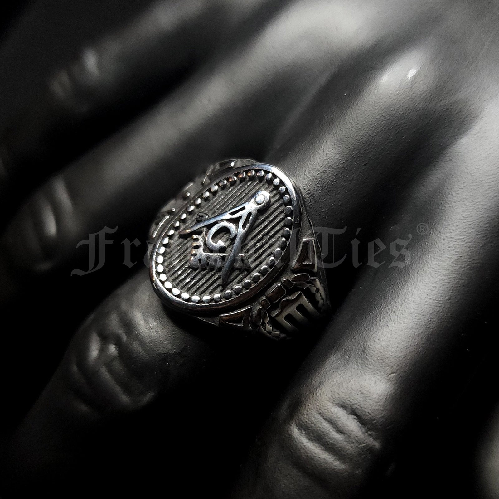 Masonic Cigar Band Ring - Stainless Steel