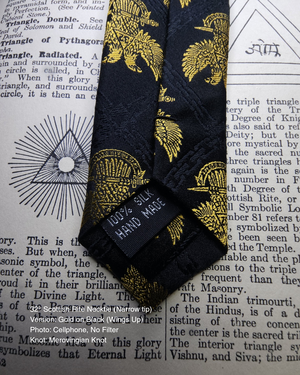 32° Scottish Rite Necktie, Gold on Black, Wings Up