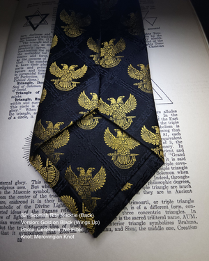 32° Scottish Rite Necktie, Gold on Black, Wings Up
