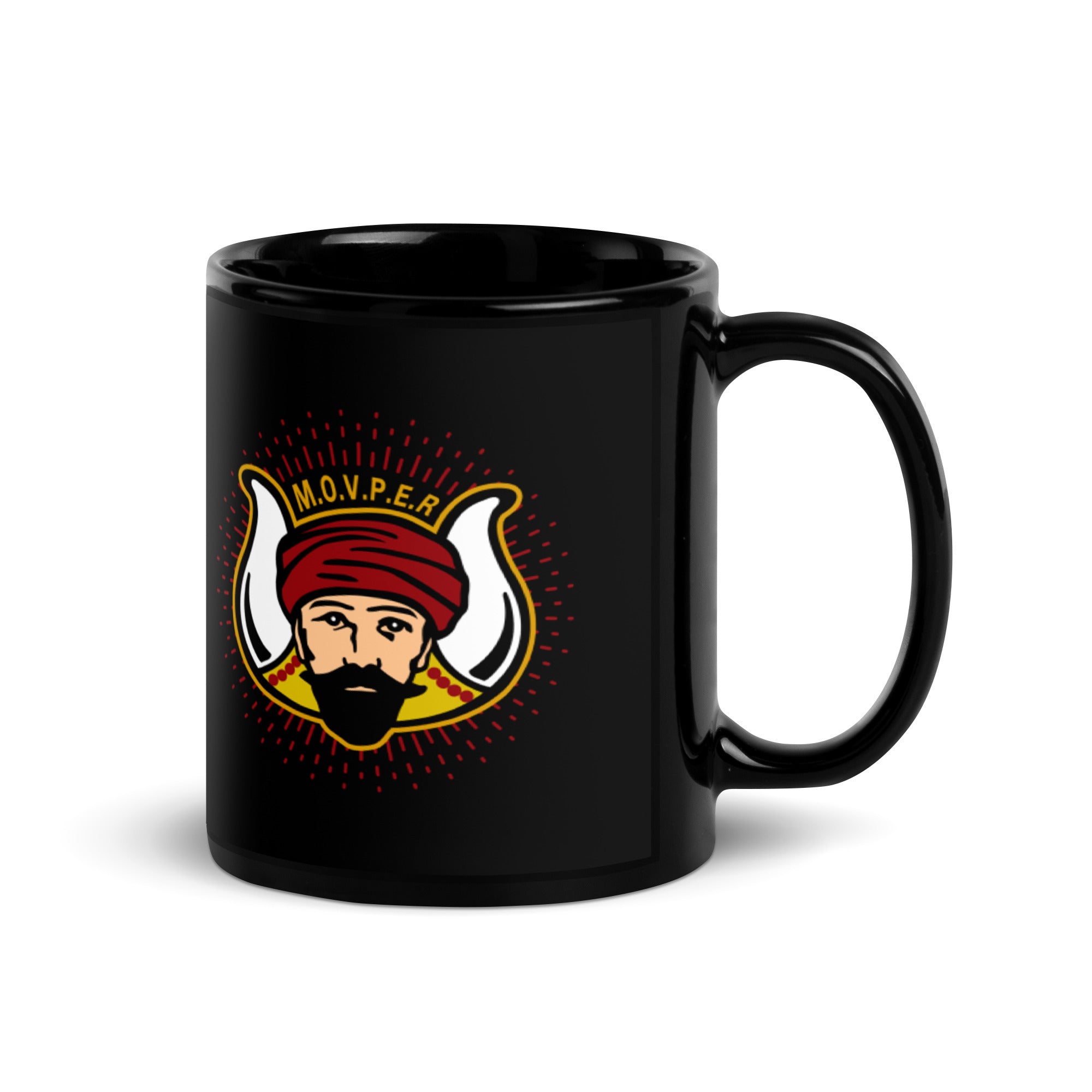 MOVPER No. 1 Black Glossy Mug