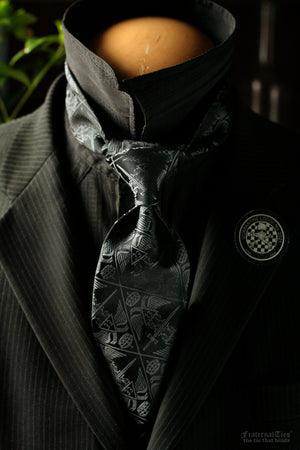33° Scottish Rite Masonic Tie | Silver on Black